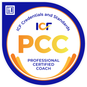 Certification badge from International Coaching Federation (ICF) for Professional Certified Coach (PCC)